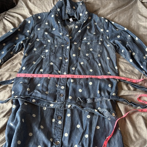 Velvet Heart sz M Polka Dot Denim Button down shirt Dress GUC B928 - Picture 9 of 10